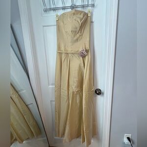 Vintage Jim Hjelm Occasions Strapless Bridesmaid Dress Gold Taffeta Size 12